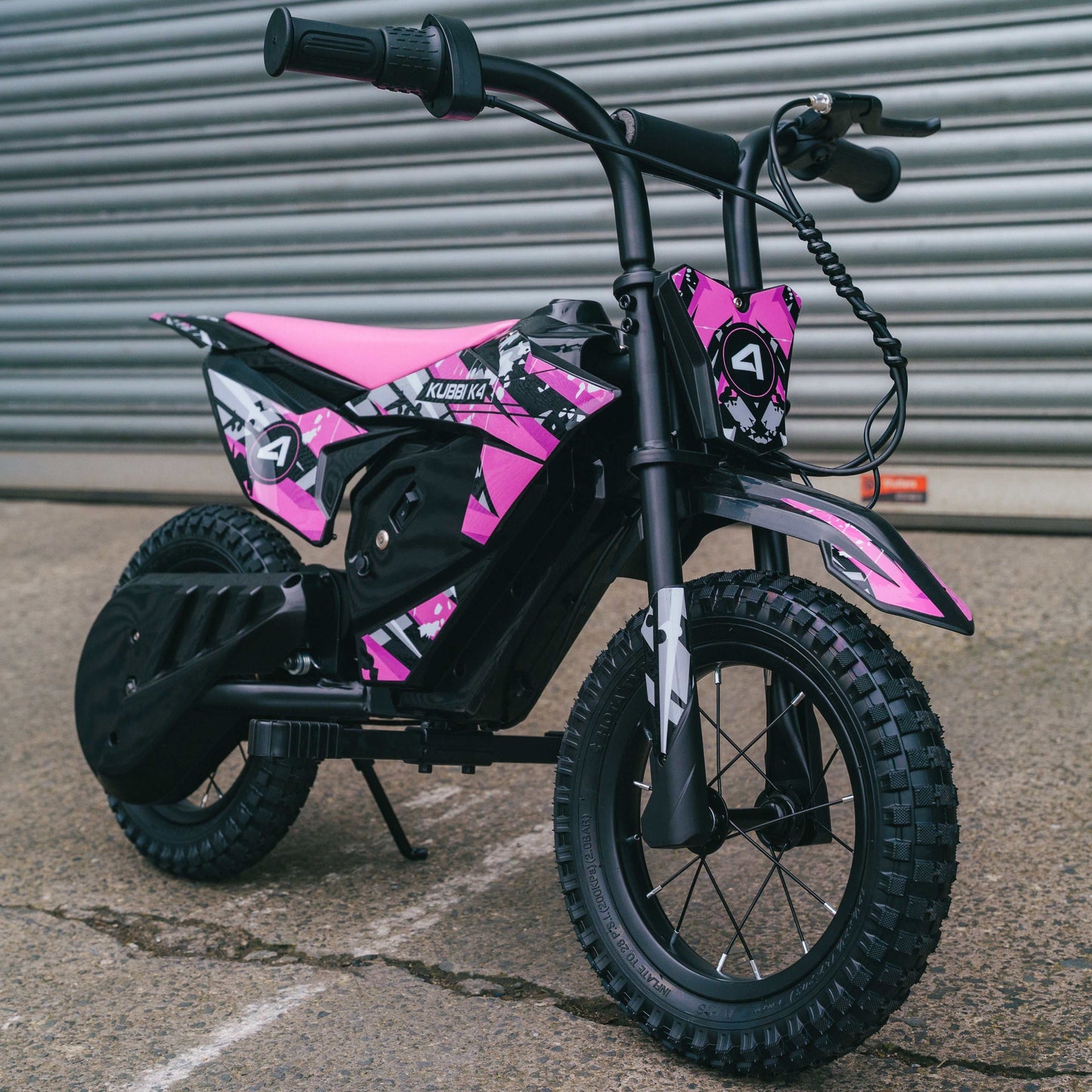 Kubbi K4 Dirt Bike electric off-road bike for kids ages 3 to 7 with 12-inch pneumatic tires and dual speed modes
