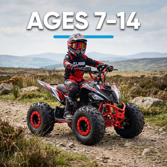 Kubbi Q19 electric quad bike for kids ages 7 to 14 with 1500W motor and shaft drive system