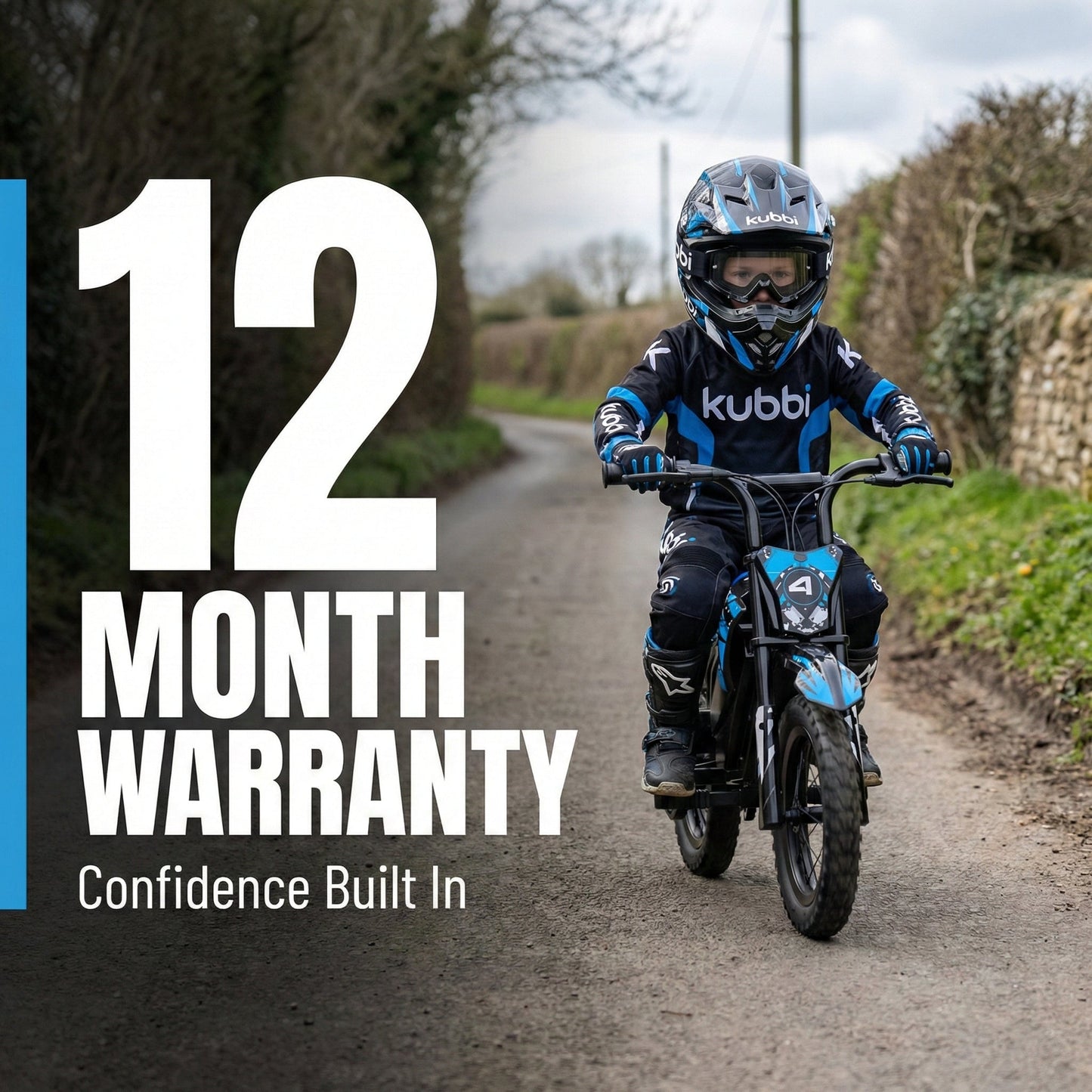 Kubbi K4 Dirt Bike electric off-road bike for kids aged 3-7 with 12-inch pneumatic tires and dual speed modes