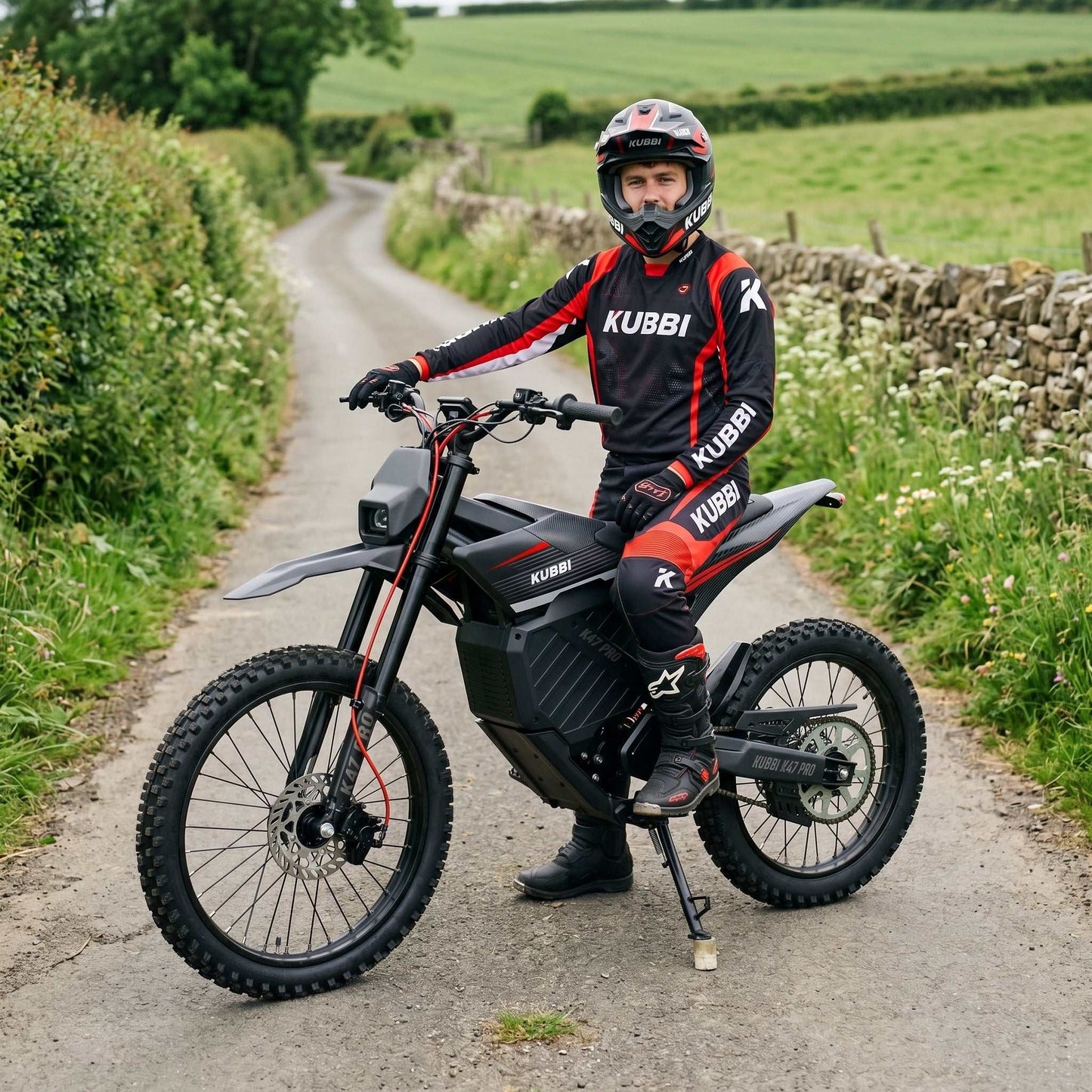 Kubbi K47 Pro electric dirt bike in action on off-road terrain