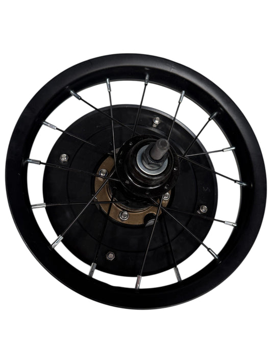 Kubbi K4 rear spoked wheel rim close-up