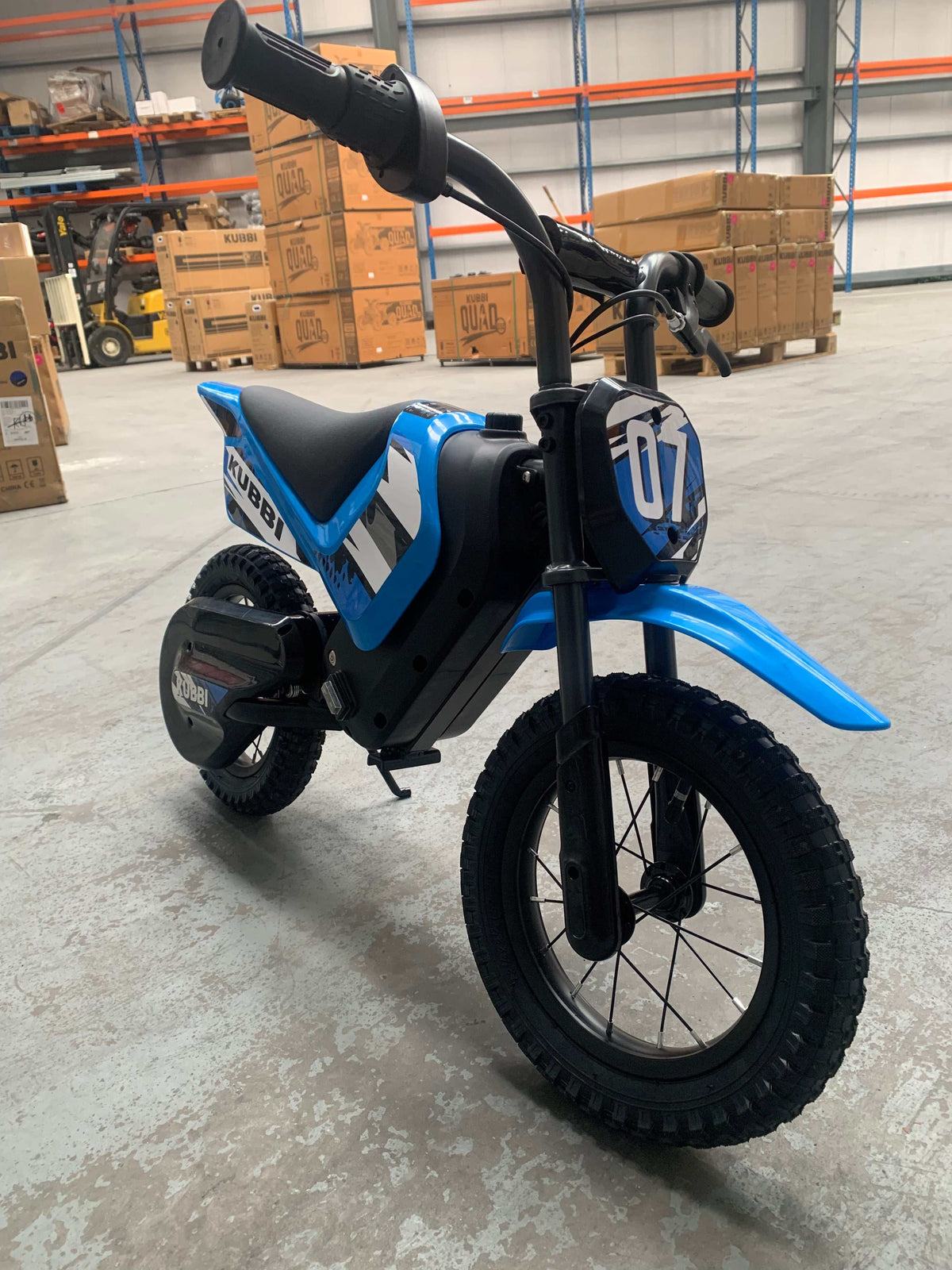 Kubbi Mini Electric Dirt Bike in blue, excellent condition, ridden once, warehouse deal
