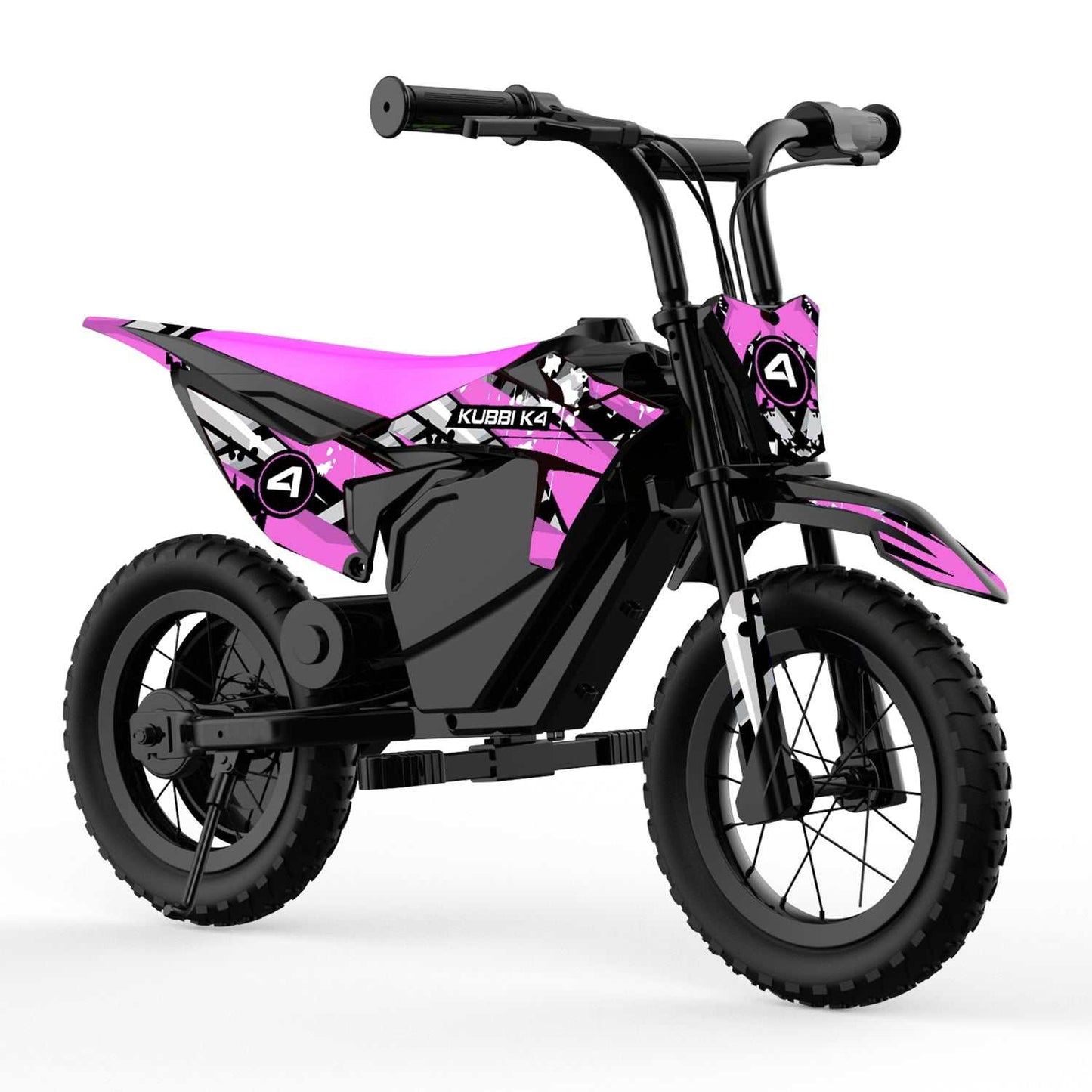 Kubbi K4 Dirt Bike for kids aged 3-9 with 150W motor, 12-inch off-road tyres, dual speed modes, and splash-resistant design