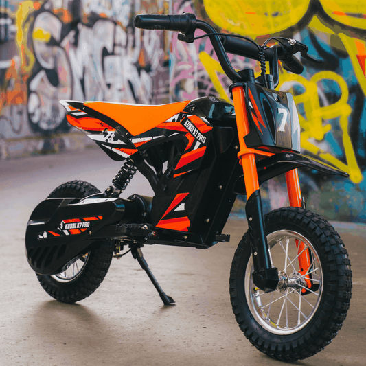 Kubbi K7 Pro Dirt Bike for kids aged 6-10 with 300W motor and 14-inch off-road tyres